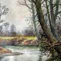 31-023 Mr Bates watercolour of the brook, South Wigston