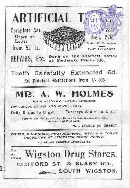 20-018 Mr A W Holmes Blaby Road South Wigston Advert