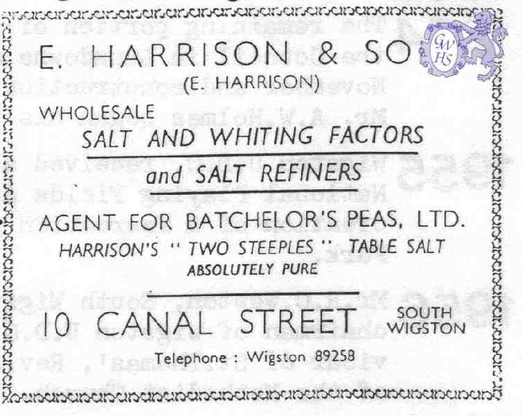 20-029 E Harrison & Sons Canal Street South Wigston Advert