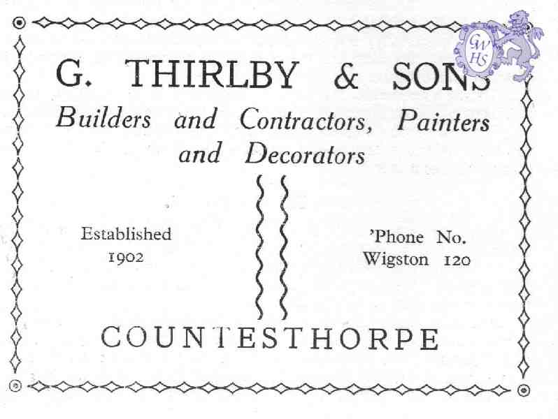20-048 G Thirlby & Sons Decorators Countesthorpe Advert