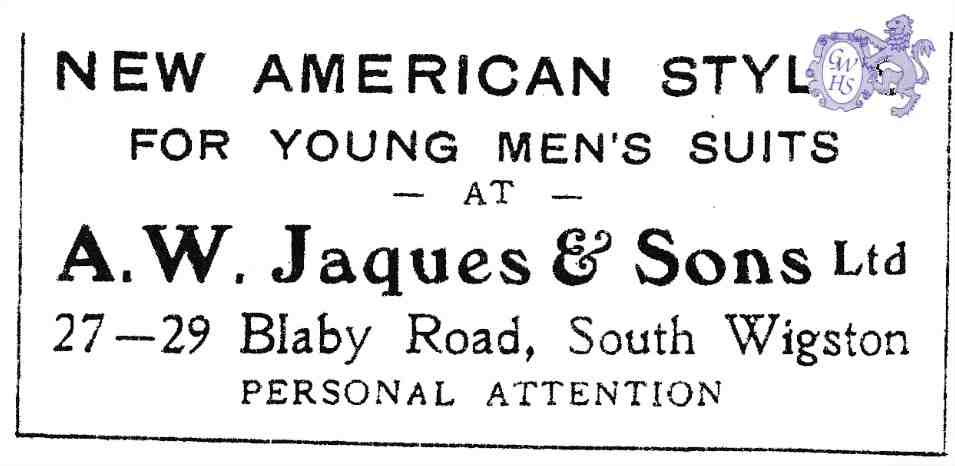 20-149 A W Jaques & Sons Tailor Blaby Road South Wigston