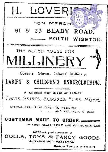 20-162 H Loveridge Millinery 63 Blaby Road South Wigston