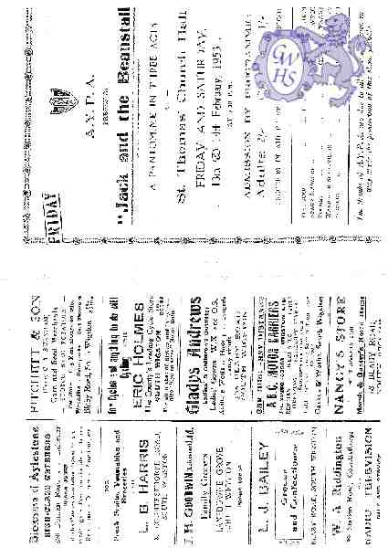 23-861 AYPA Programme for Jack and the Beanstalk 1953 Pt 1