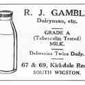 20-115 R J Gamble Dairyman 67 & 69 Kirkdale Road South Wigston