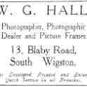 20-167 W G Hall Photographer 13 Blaby Road South Wigston