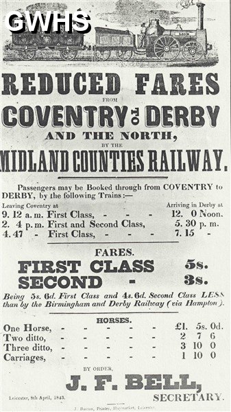 39-388 Coventry to Derby fares poster April 1843