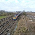 23-728 Leicester bound train taken from the New Railway Bridge at end of Cooks Lane Wigston Magna Jan 2014