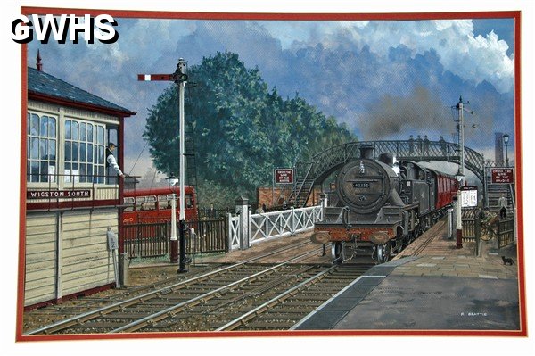 34-232 Leicester bound Fowler tank engine coming over the level crossing at South Wigston, probably in 1960 not cropped
