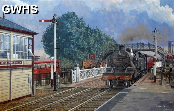 34-233 Leicester bound Fowler tank engine coming over the level crossing at South Wigston, probably in 1960