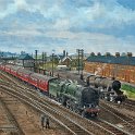 34-222 Brittania pacific locomotive 70014 Iron Duke is heading a London bound express past Wigston South Junction