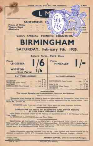 28-037 LMS 'flyer' for Wigston Glen Parva station- January 1935  (JDS Collection)