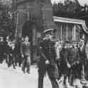 22-173 Teacher Stella Laundon & constable on Spion Kop Wigston Magna Station circa 1940 