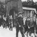 22-173a Teacher Stella Laundon & constable on Spion Kop Wigston Magna Station circa 1940