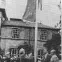 22-202 Mrs Primrose Wray mayor of Oadby & Wigston raises EEC flag at Bushloe House in 1981 Station Road Wigston Magna 22-202 Mrs Primrose Wray mayor of Oadby & Wigston raises EEC flag at Bushloe House in 1981 Station Road Wigston Magna