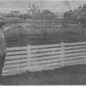 22-447 Paul Hunt pointing to land in Bull Head Street Wigston which is earmarked for the new fire station circa 1965